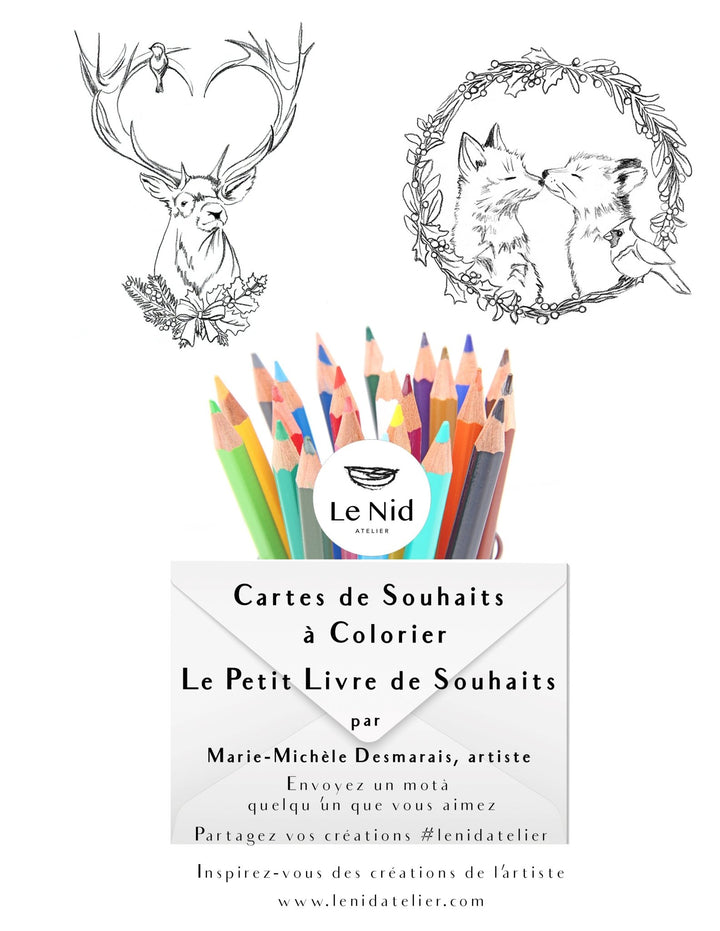 Christmas Coloring Greeting Cards 2020 - LE NID atelier - 6 greeting cards to color - LE NID atelier