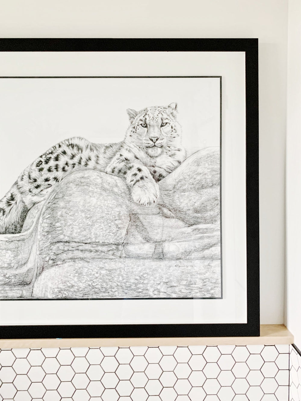ORIGINAL ARTWORK - Snow leopard - From the Zoo de Granby Collaboration - LE NID atelier