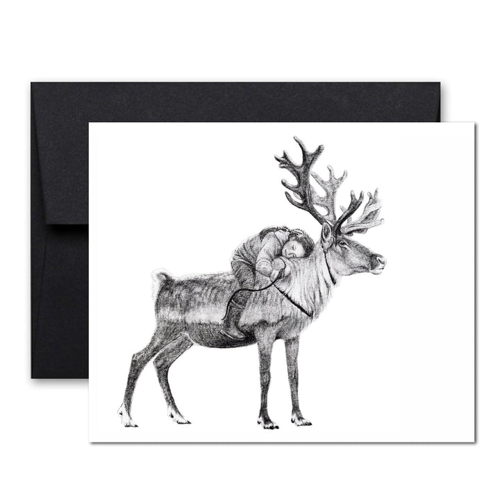 Tsaatan Girl sleeping on Reindeer Greeting Card - LE NID atelier