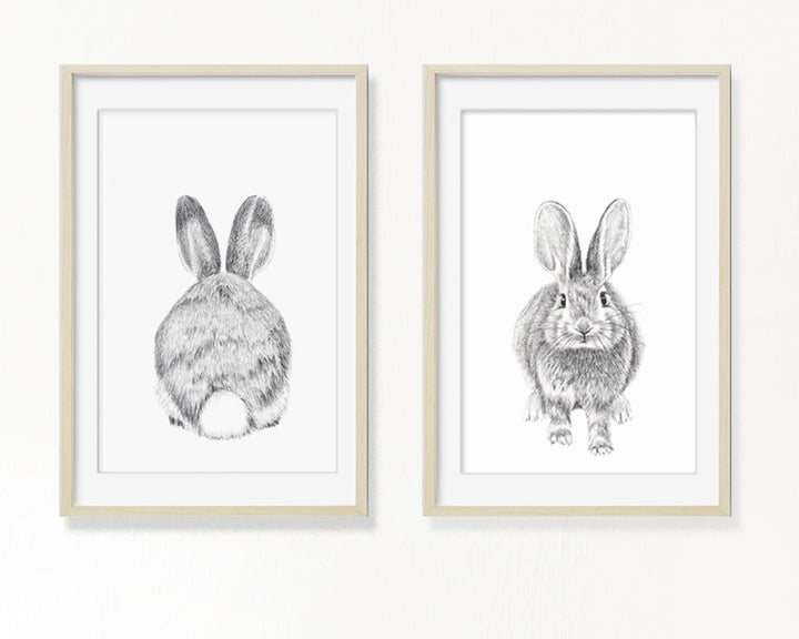 **VENDU - Original Artwork - Rabbit duo - front and behind - 12x18 each - LE NID atelier
