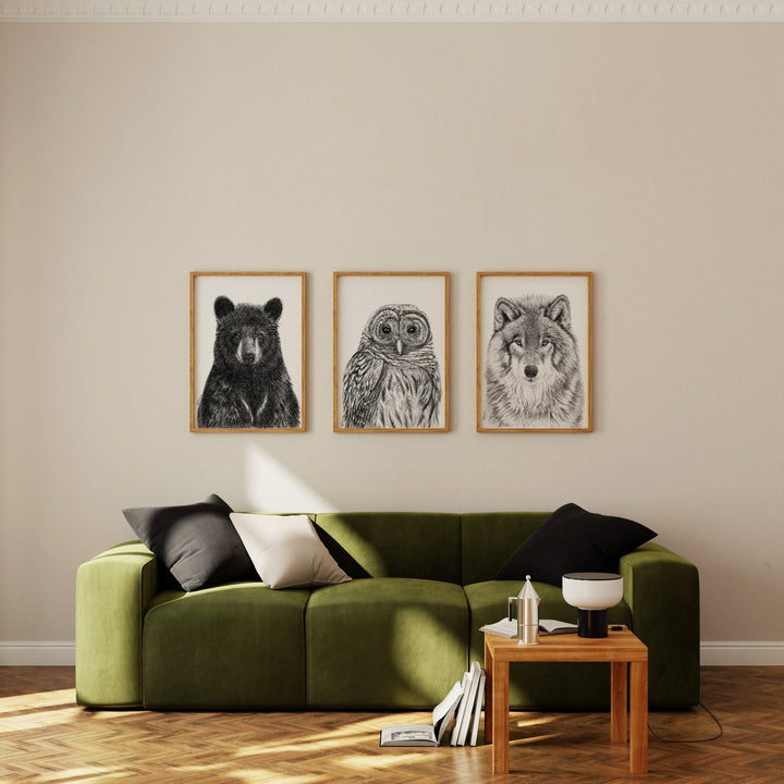 1 Black Bear Portrait - Rigid Framed Canvas - LE NID atelier