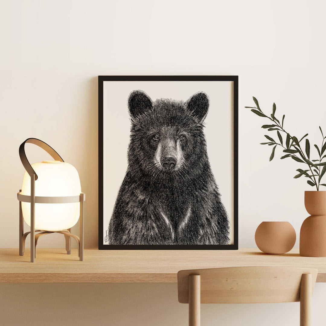 1 Black Bear Portrait - Rigid Framed Canvas - LE NID atelier