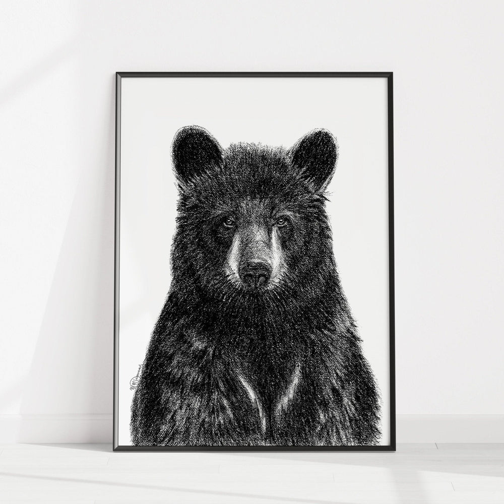 1 Black Bear Portrait - Rigid Framed Canvas - LE NID atelier