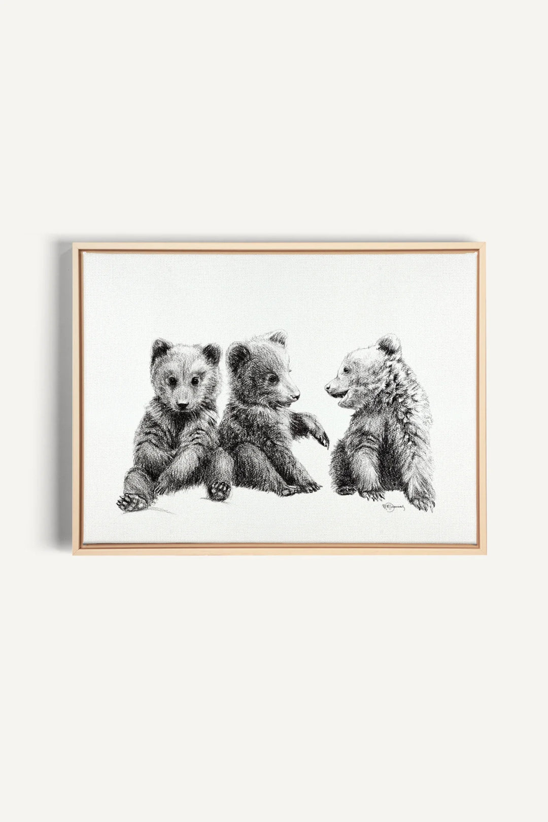 3 Brown Bear Cubs "Social Animal" Collection, canvas print