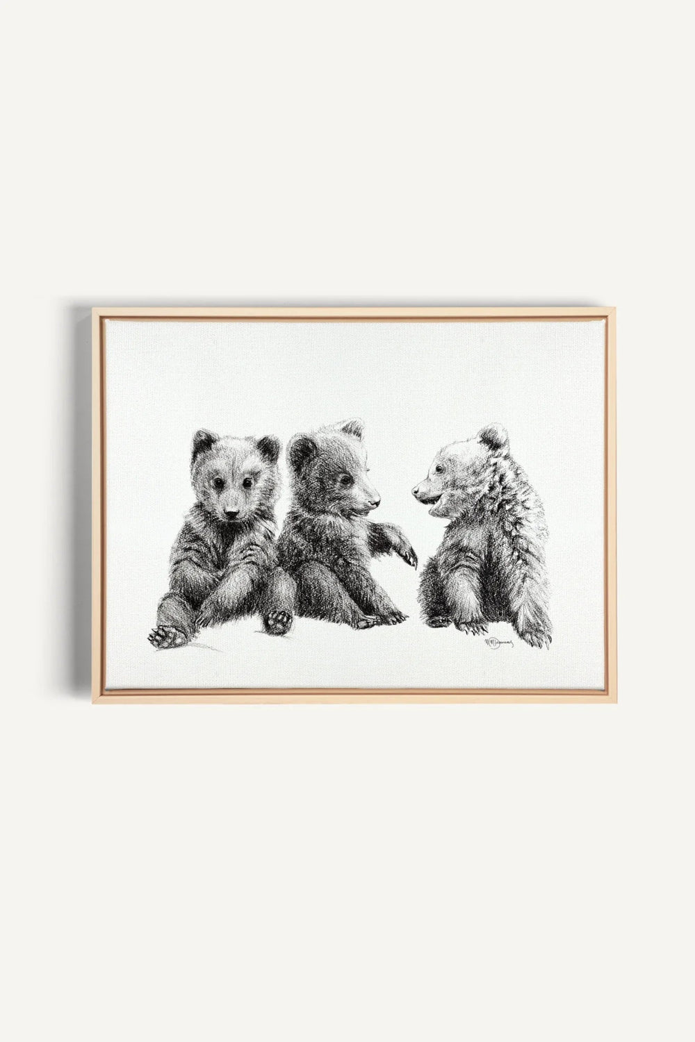 3 Brown Bear Cubs "Social Animal" Collection, canvas print - LE NID atelier