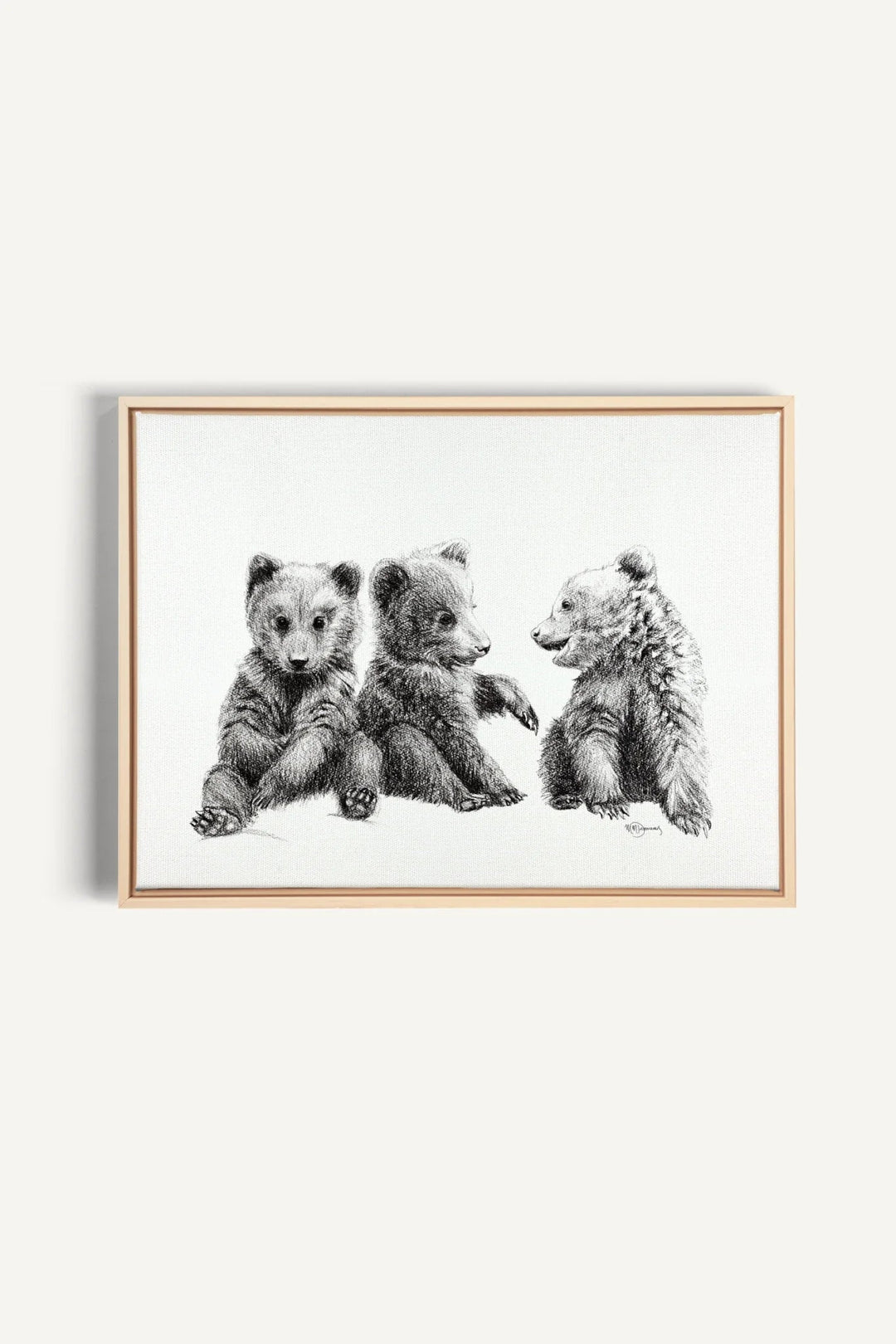 3 Brown Bear Cubs "Social Animal" Collection, canvas print - LE NID atelier