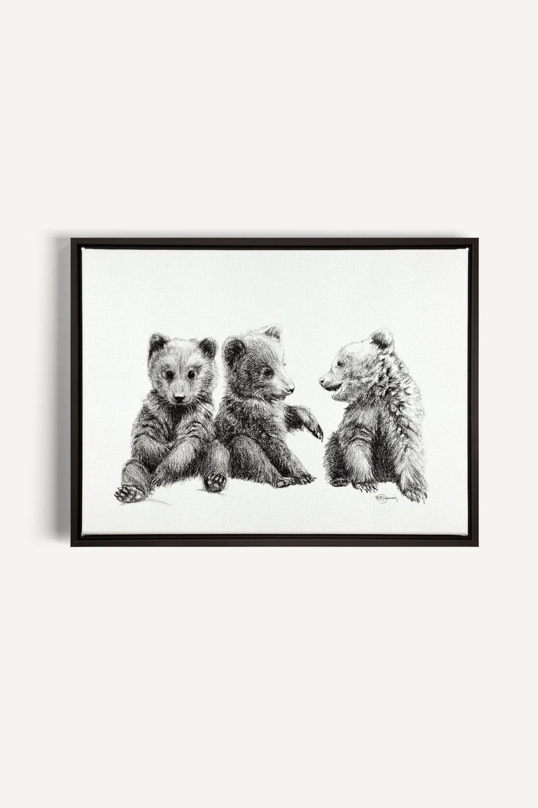 3 Brown Bear Cubs "Social Animal" Collection, canvas print - LE NID atelier
