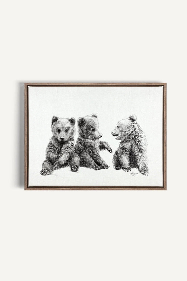 3 Brown Bear Cubs "Social Animal" Collection, canvas print - LE NID atelier