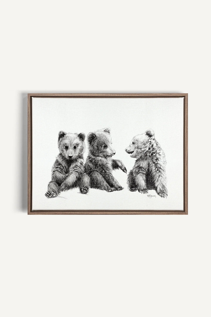 3 Brown Bear Cubs "Social Animal" Collection, canvas print