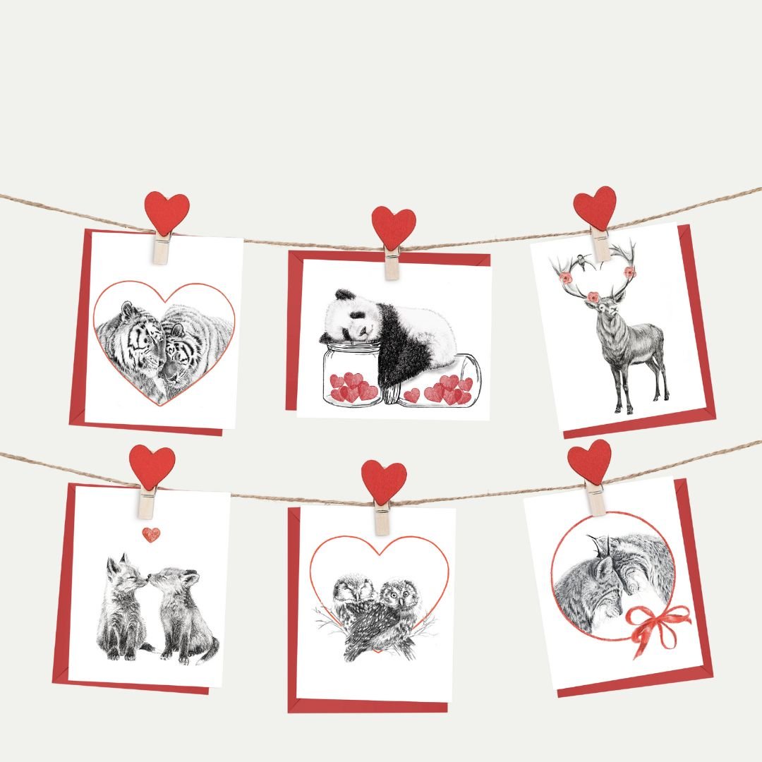 6 Valentines Day Greeting Card Bundle - Special Valentines Day BUNDLE - LE NID atelier