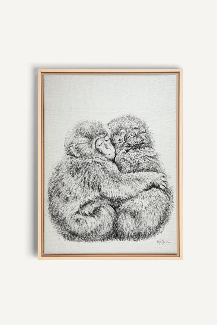 Adorable monkey hug, canvas print