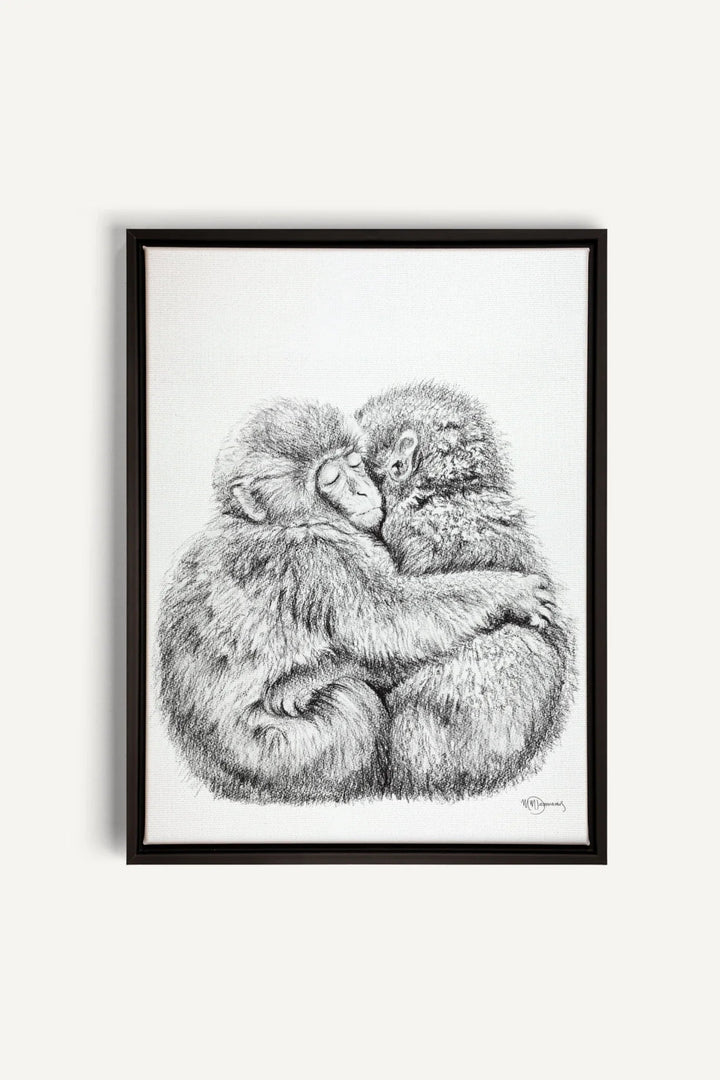 Adorable monkey hug, canvas print - LE NID atelier