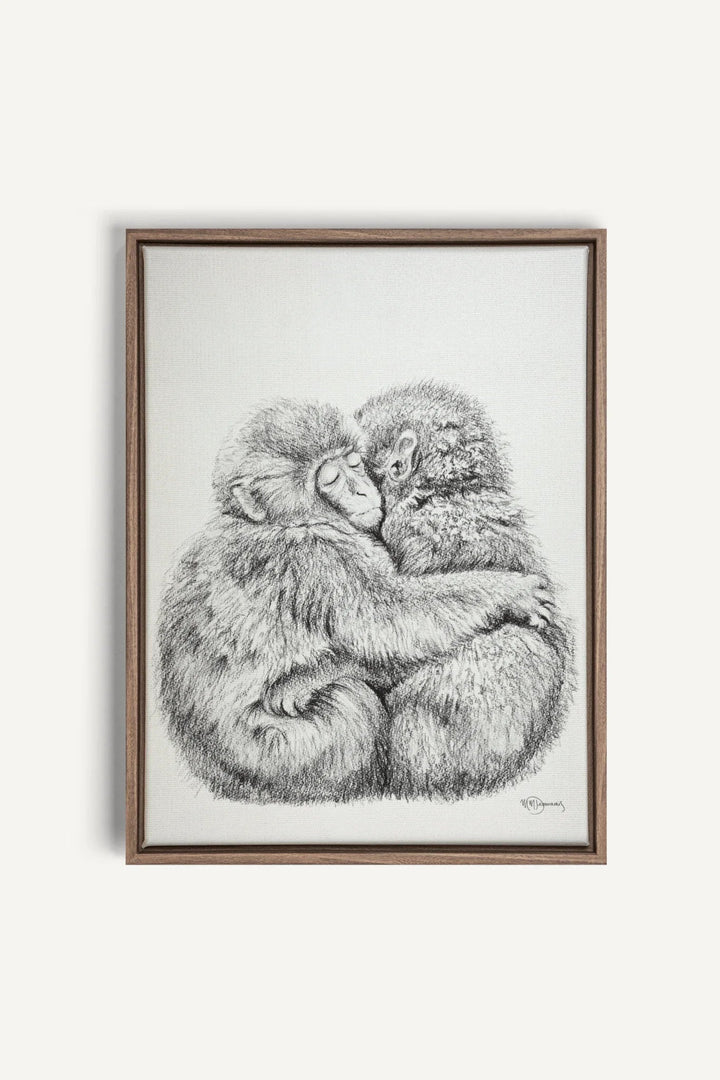 Adorable monkey hug, canvas print - LE NID atelier