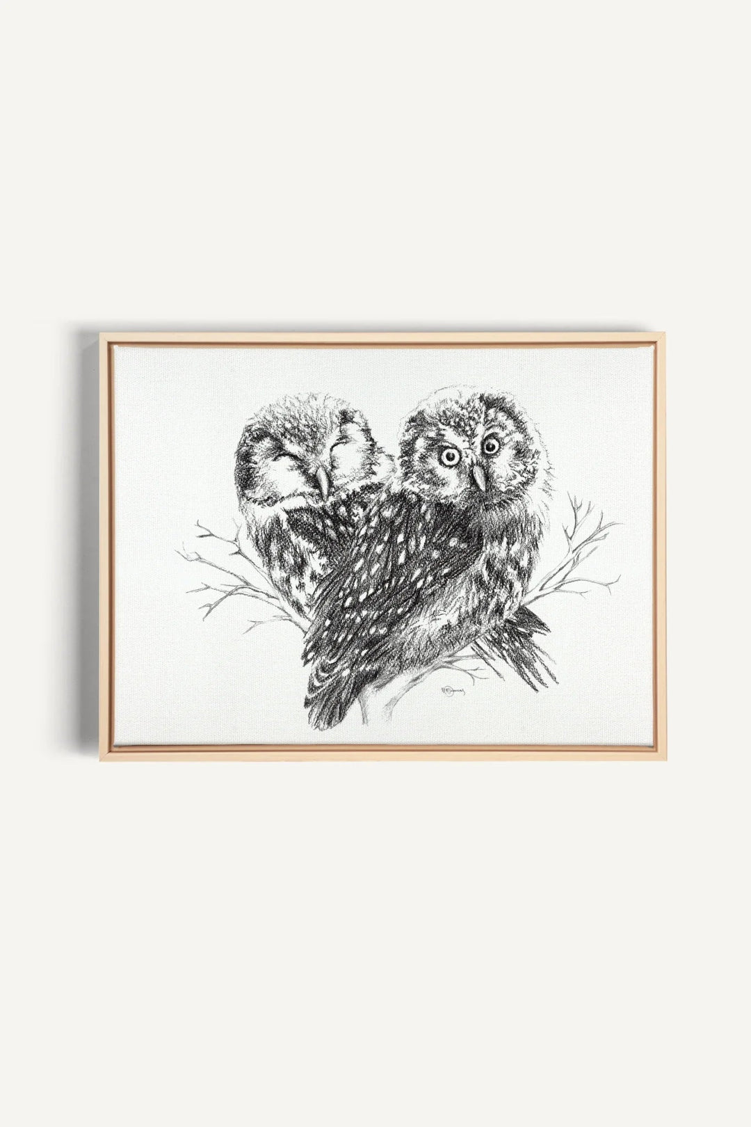 Adorable Owls in love, canvas print - LE NID atelier