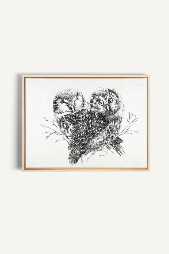 Adorable Owls in love, canvas print - LE NID atelier