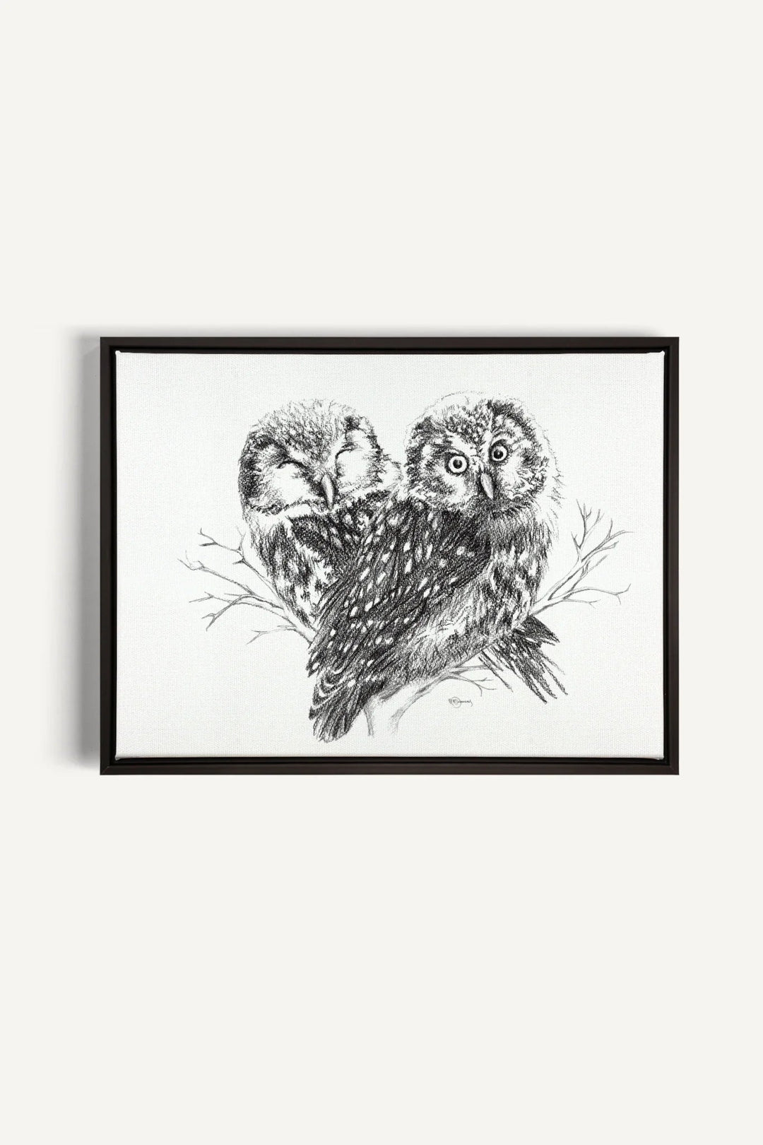 Adorable Owls in love, canvas print - LE NID atelier