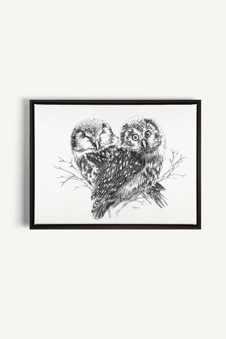Adorable Owls in love, canvas print - LE NID atelier