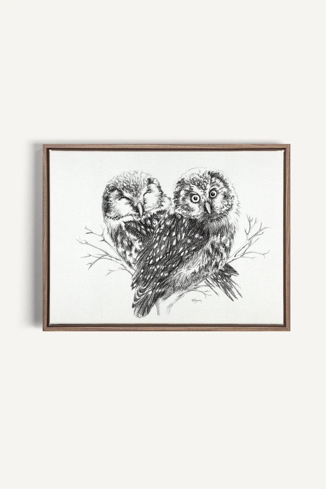Adorable Owls in love, canvas print - LE NID atelier