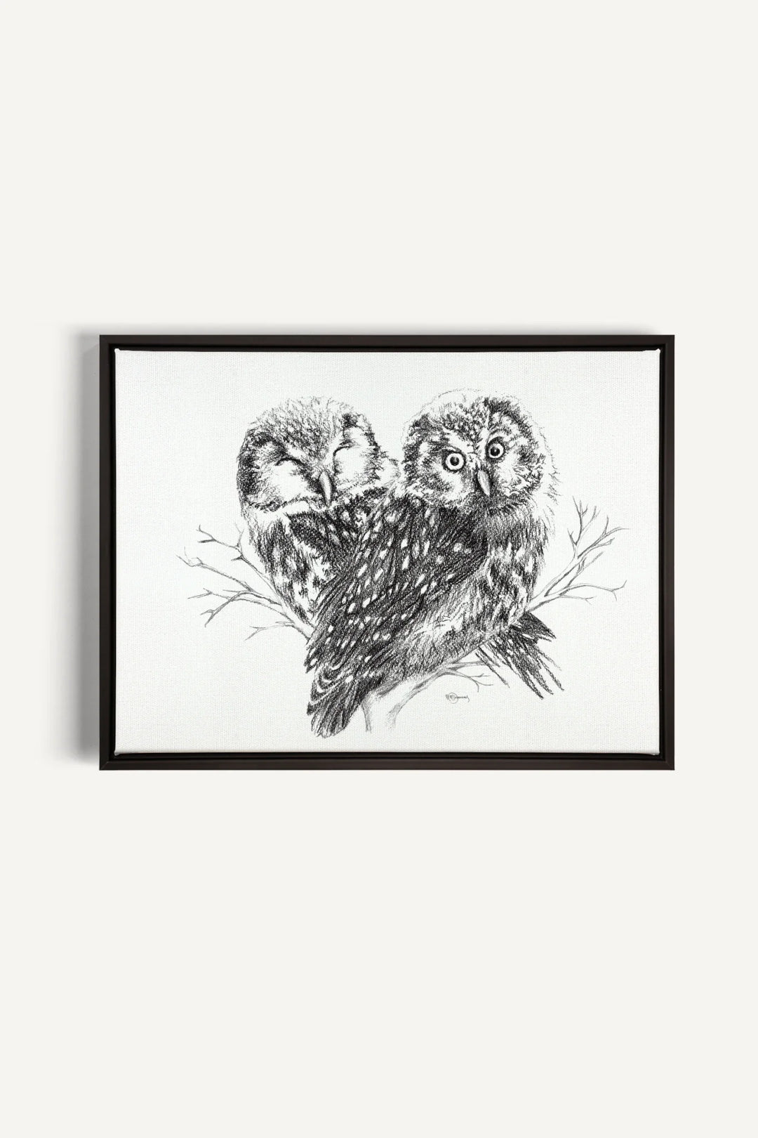 Adorable Owls in love, canvas print