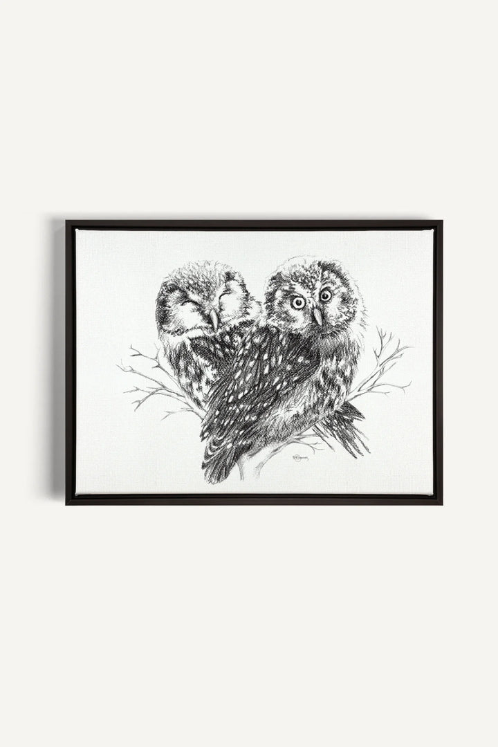 Adorable Owls in love, canvas print