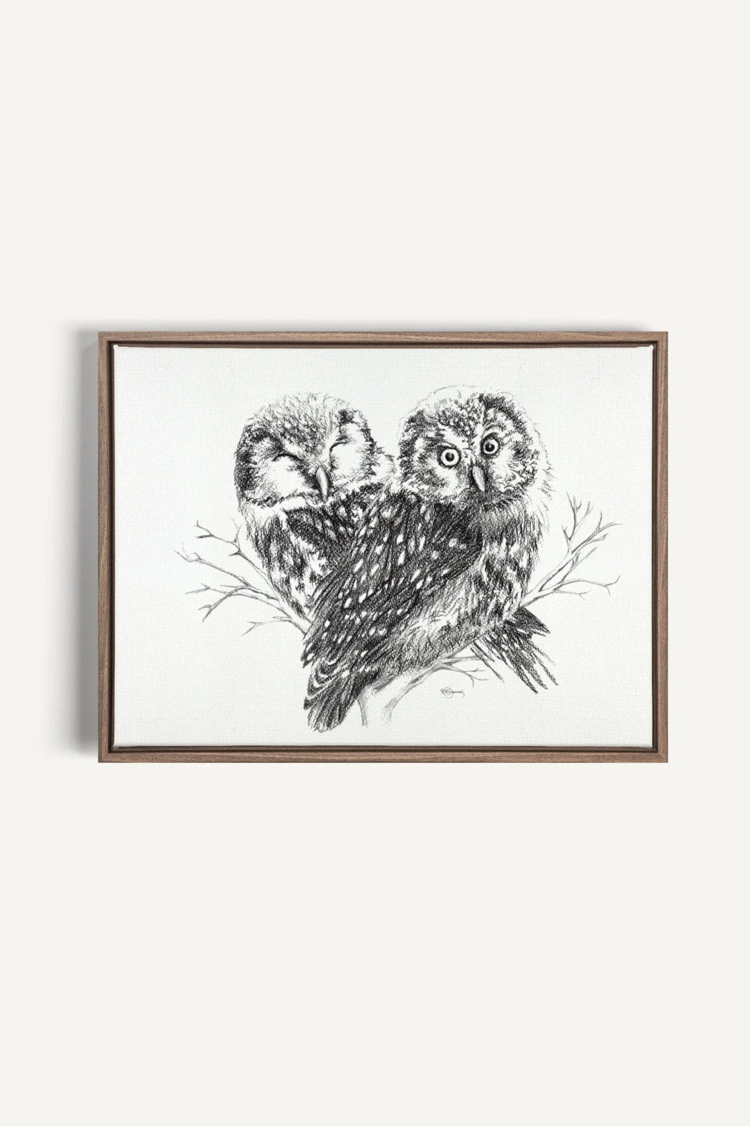 Adorable Owls in love, canvas print