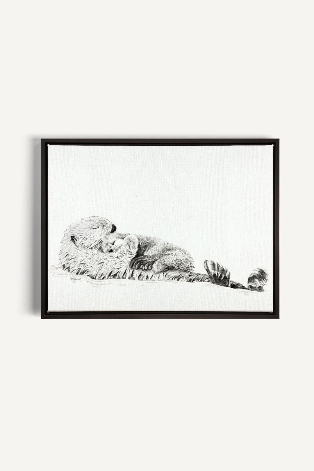 Adorable Sea Otter swimming with her Cub, canvas print - LE NID atelier