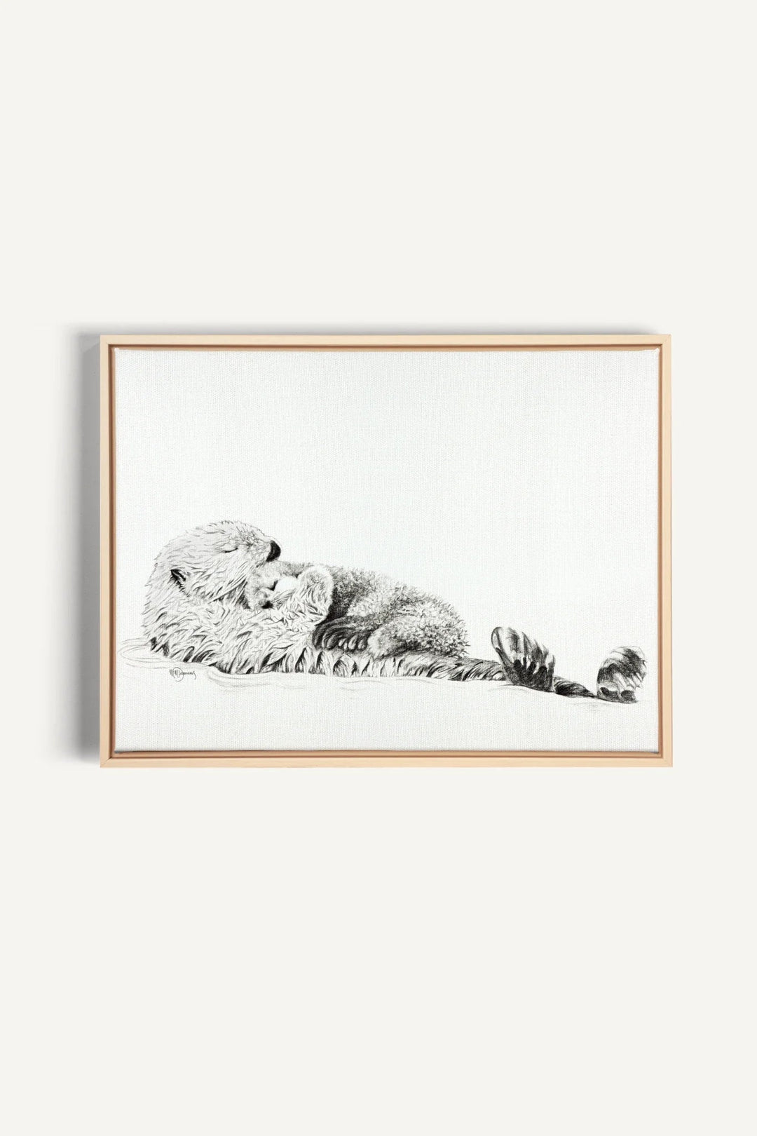 Adorable Sea Otter swimming with her Cub, canvas print - LE NID atelier