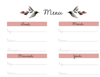 Cute Meal planner - to download - LE NID atelier