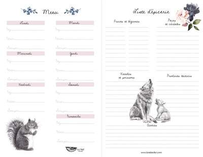 Cute Meal planner with wolf - to download - LE NID atelier