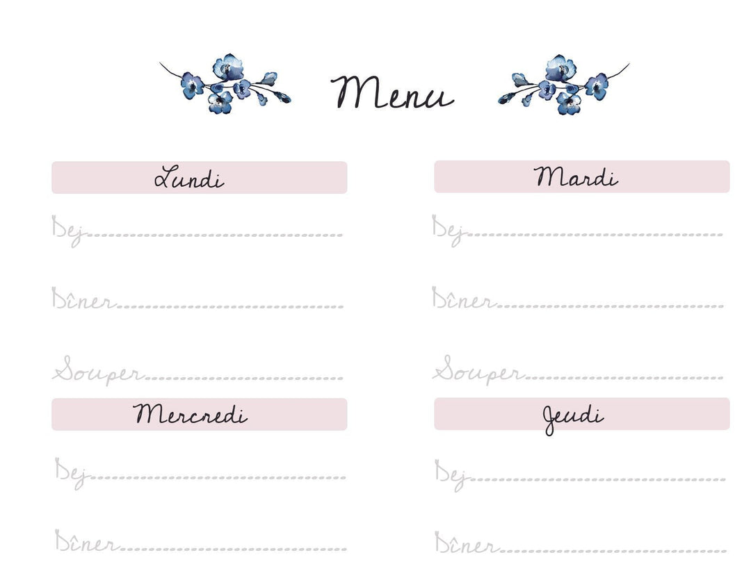 Cute Meal planner with wolf - to download - LE NID atelier