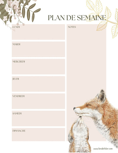 Cute Week planner with Mama Fox - to download - LE NID atelier