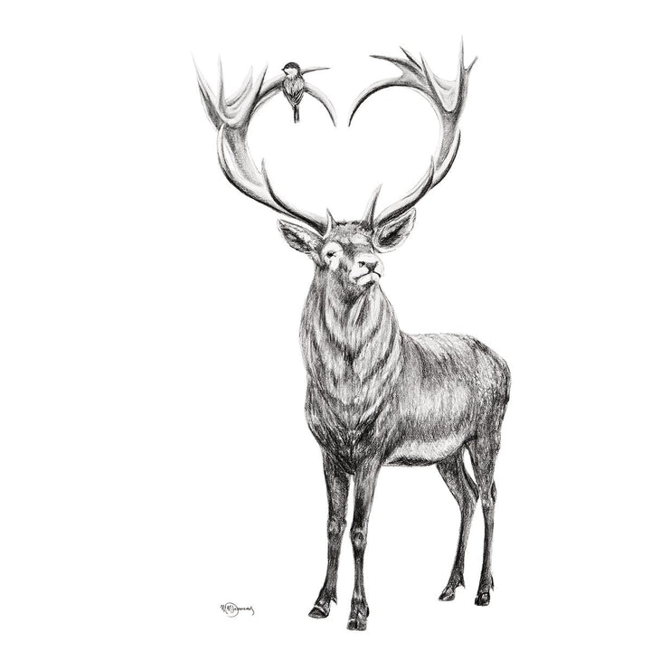 Deer with heart shaped antlers - illustration - LE NID atelier