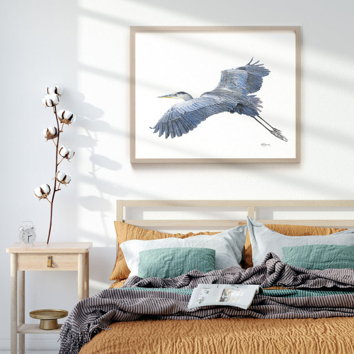 Great Blue Heron - Colored art print - LE NID atelier