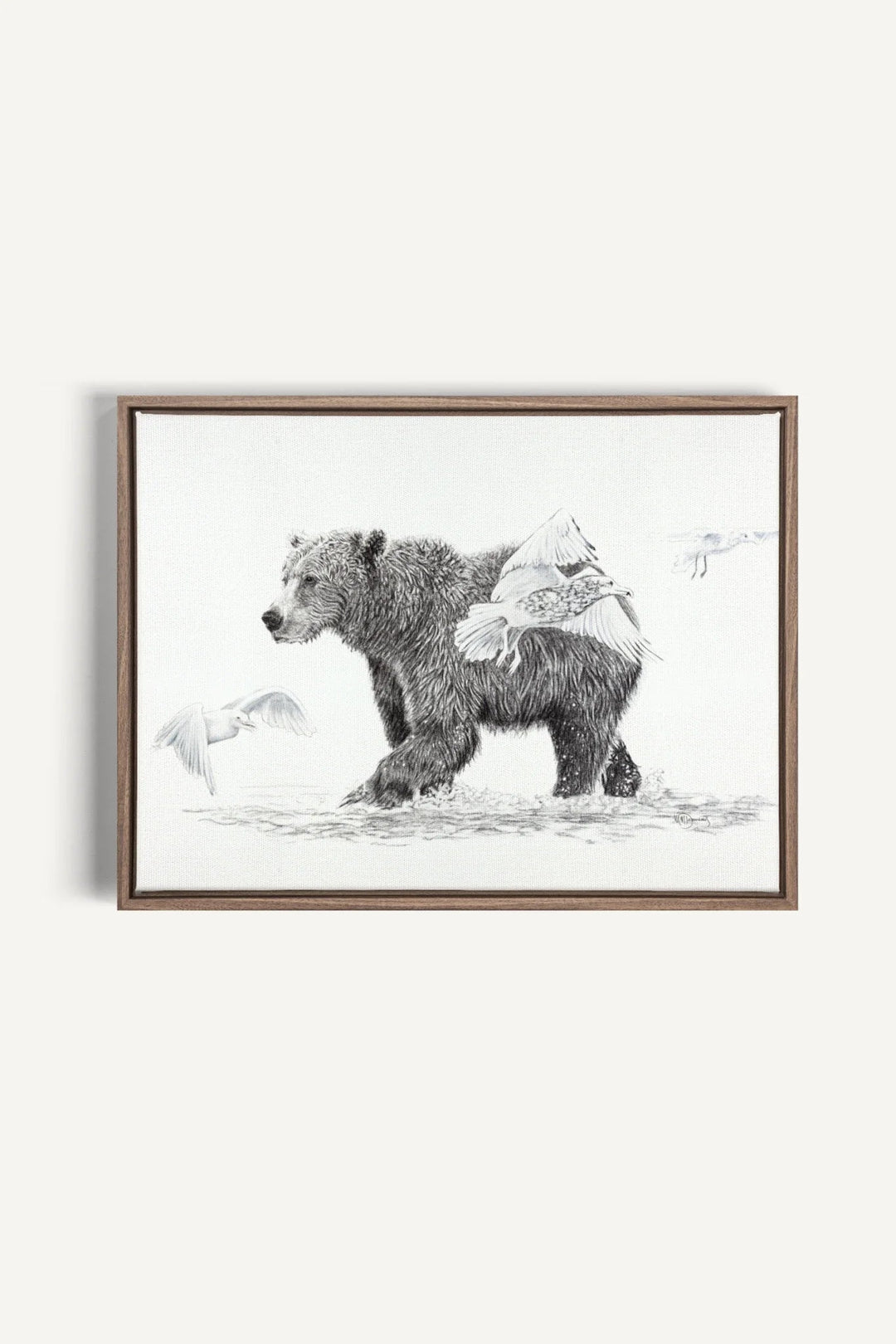 Grizzly with Birds, canvas print - LE NID atelier