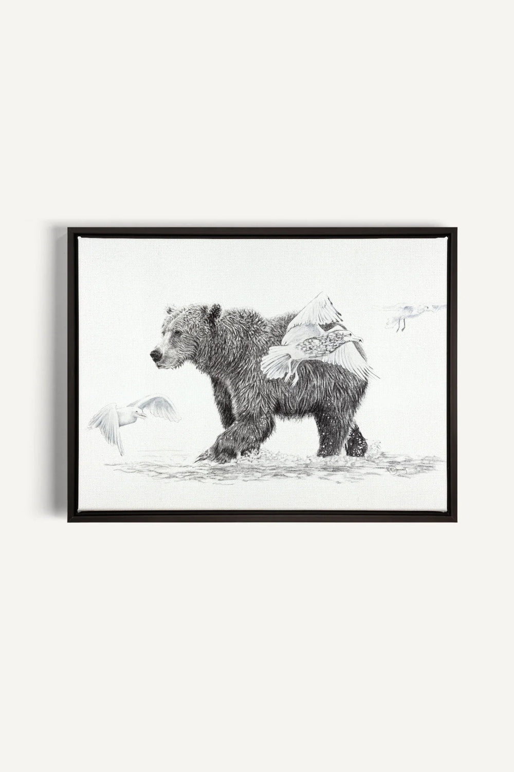 Grizzly with Birds, canvas print - LE NID atelier