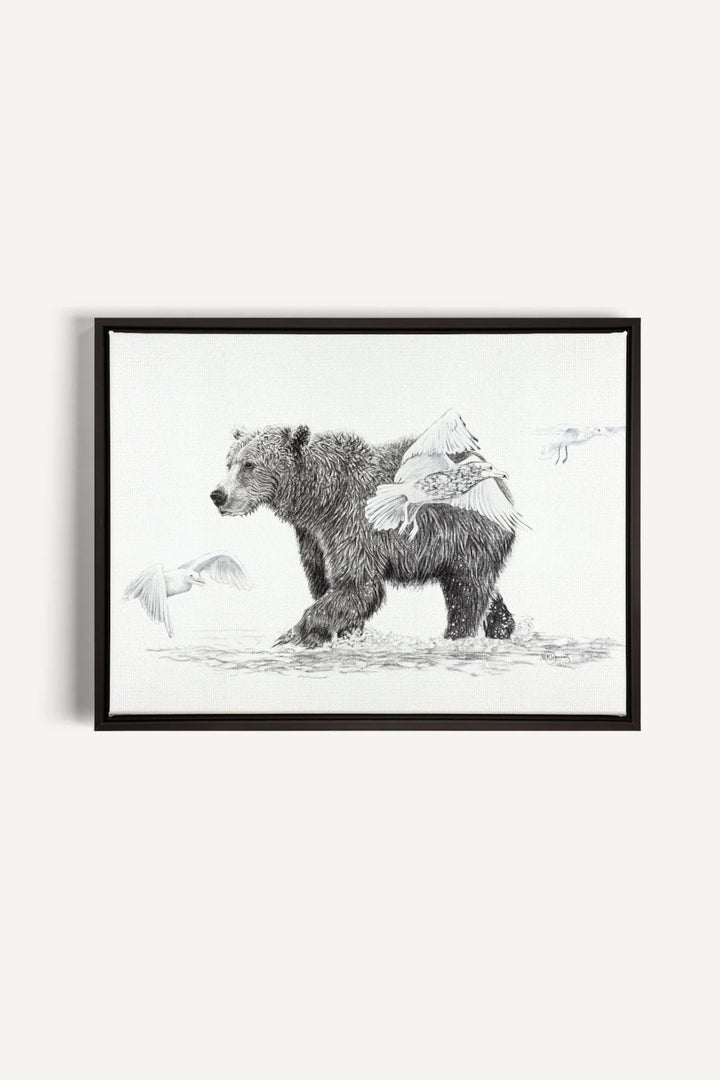 Grizzly with Birds, canvas print - LE NID atelier