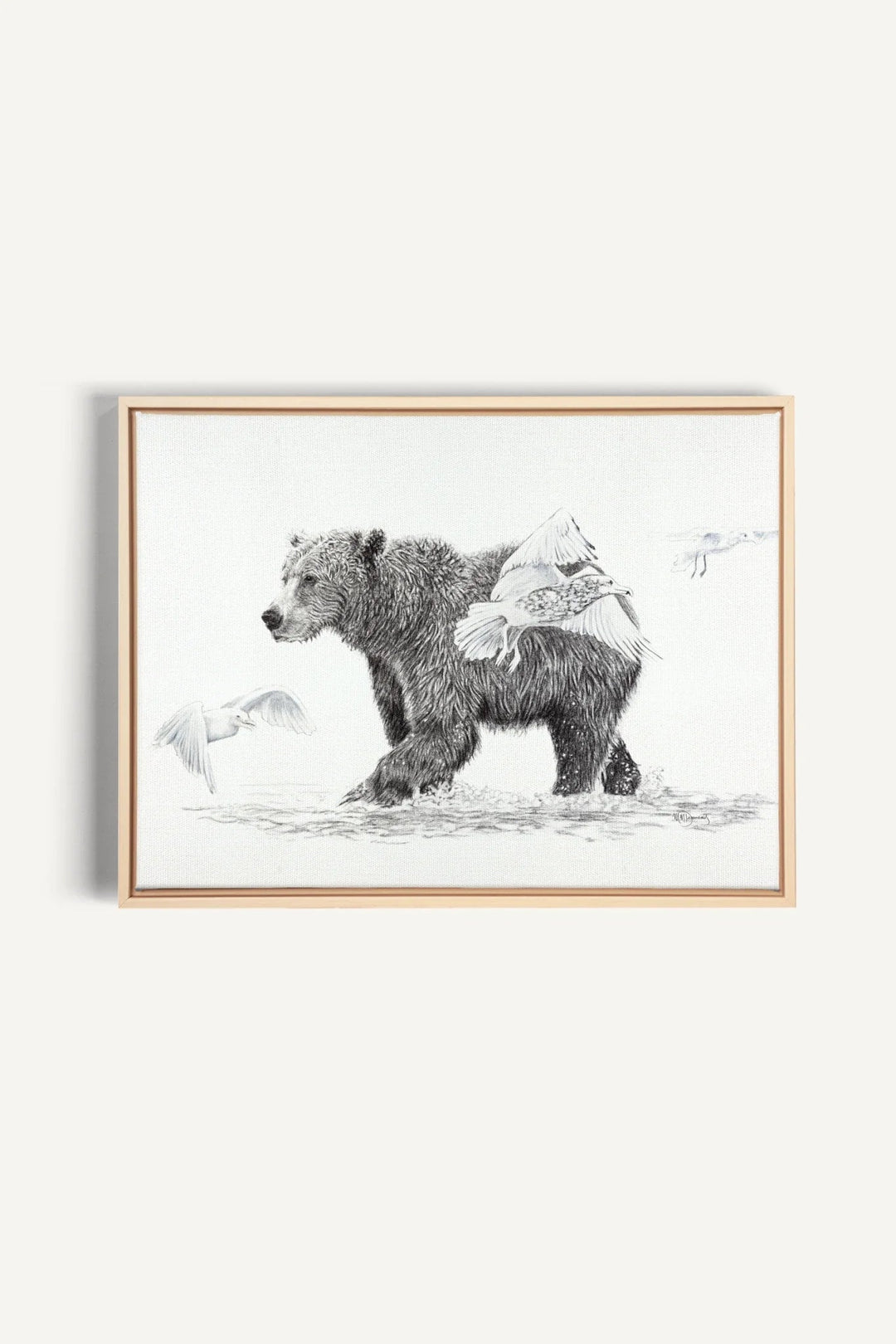 Grizzly with Birds, canvas print - LE NID atelier