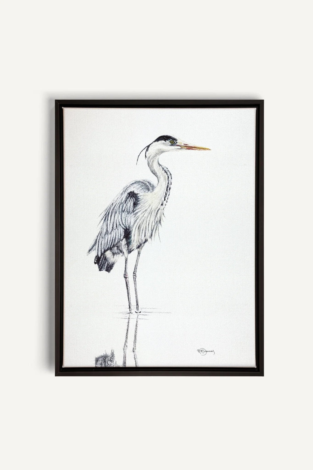 Heron NO 1 Colored Blue Heron in water, canvas print - LE NID atelier
