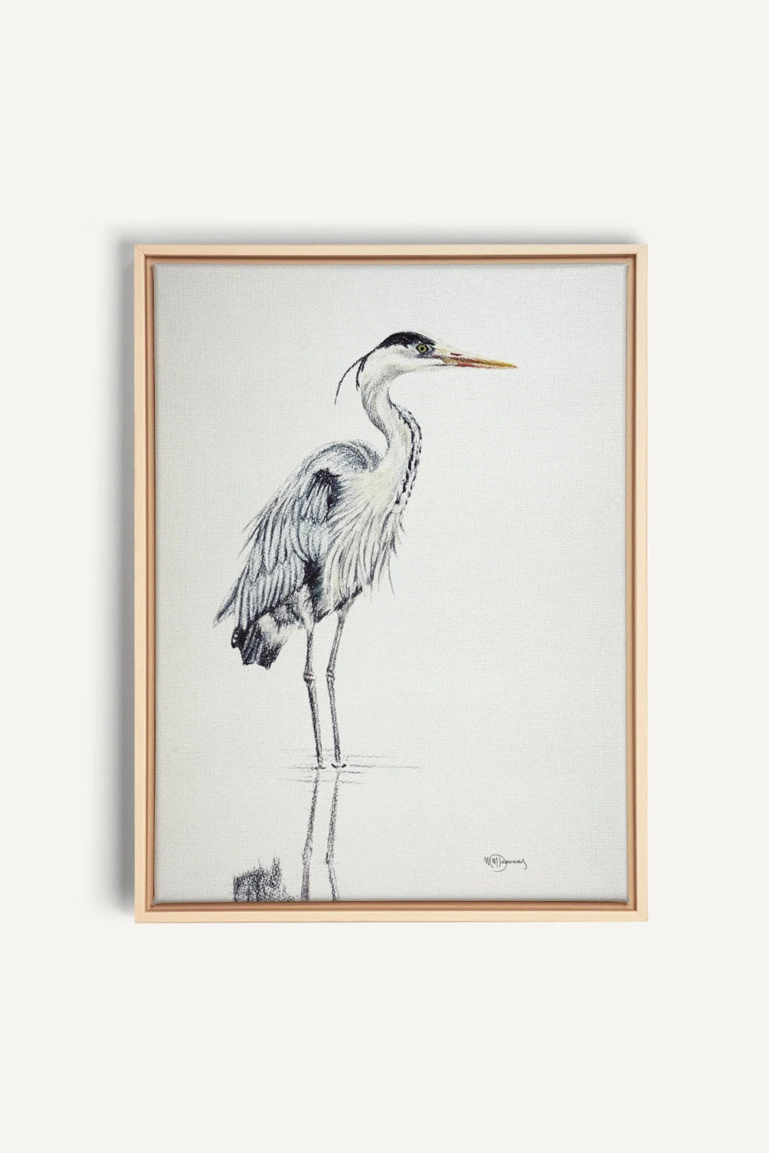 Heron NO 1 Colored Blue Heron in water, canvas print - LE NID atelier