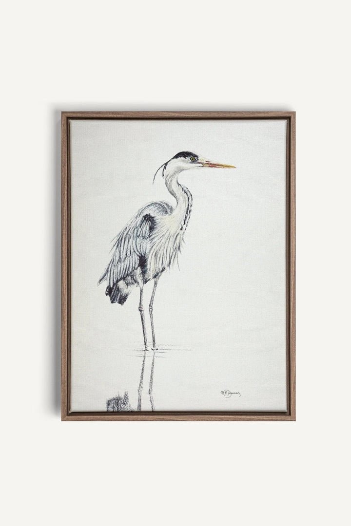 Heron NO 1 Colored Blue Heron in water, canvas print - LE NID atelier