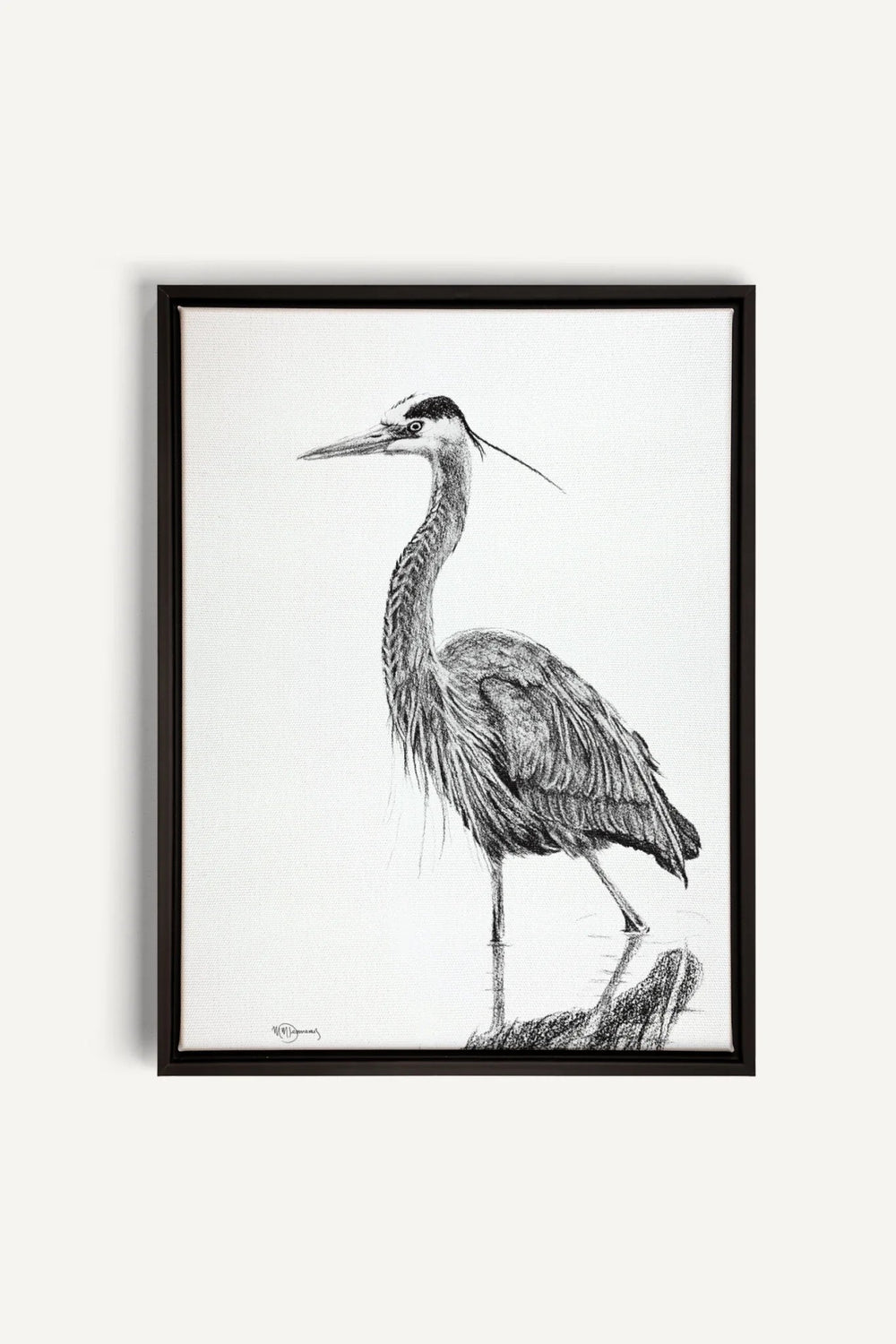 Heron NO 2 Blue Heron in water, canvas print - LE NID atelier