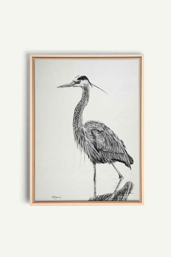 Heron NO 2 Blue Heron in water, canvas print - LE NID atelier