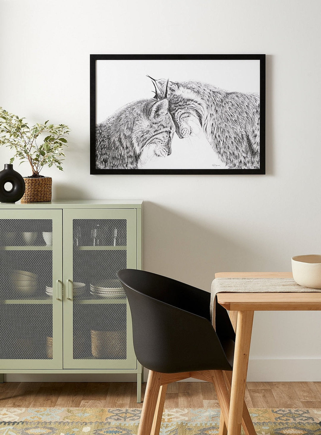 Lynx in love illustration - Rigid Framed Canvas - LE NID atelier