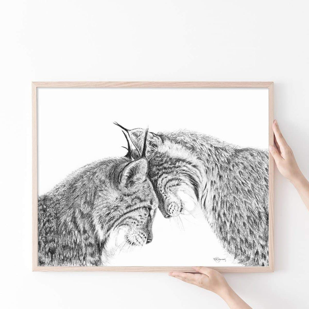 Lynx in love illustration - Rigid Framed Canvas - LE NID atelier