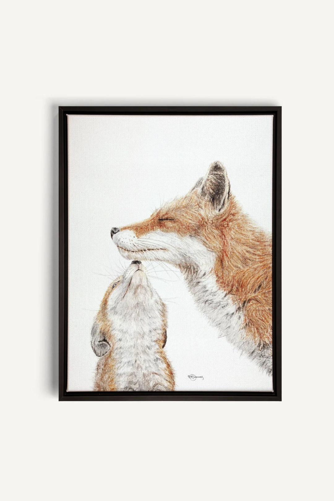 Mama Fox with baby Color, canvas print