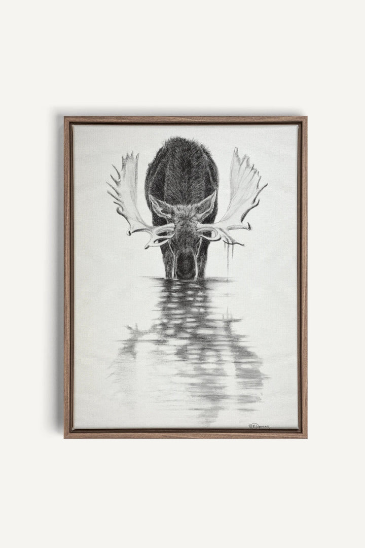 Moose in calm water, canvas print - LE NID atelier