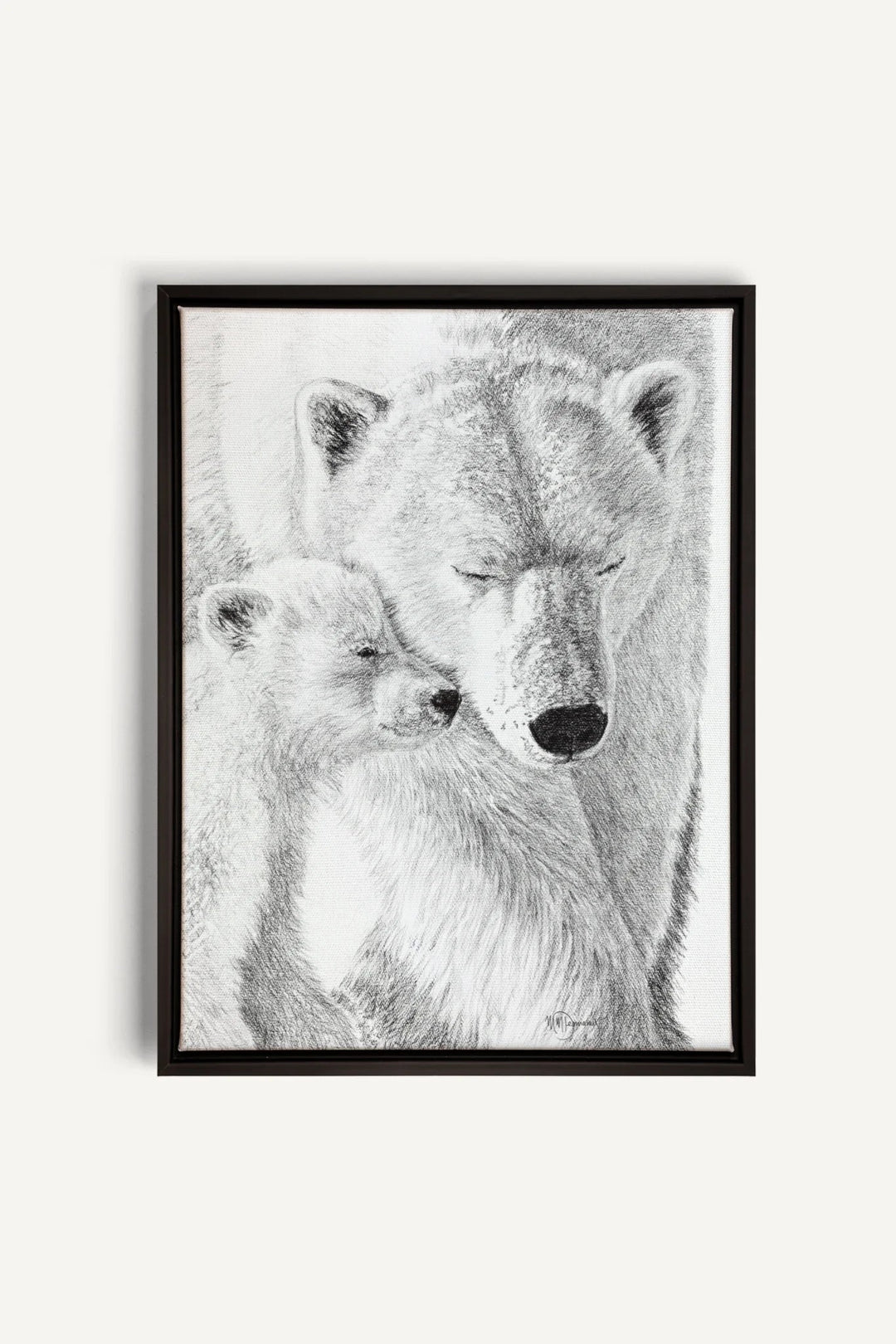 Polar Bear with cub "Social Animal" Collection, canvas print - LE NID atelier