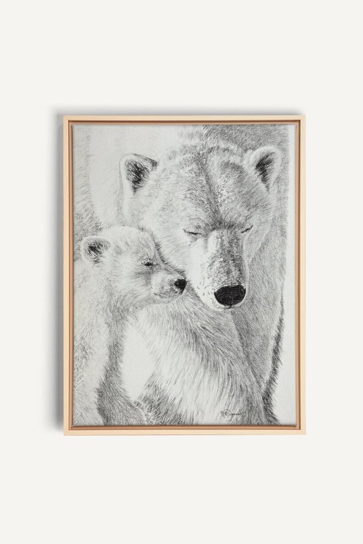 Polar Bear with cub "Social Animal" Collection, canvas print - LE NID atelier