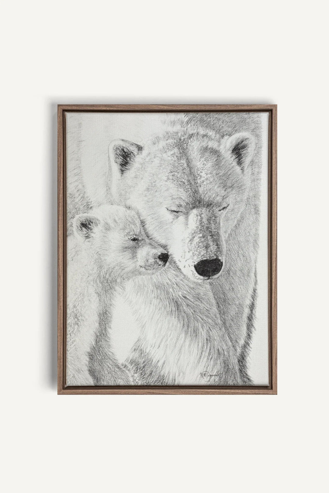 Polar Bear with cub "Social Animal" Collection, canvas print - LE NID atelier