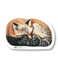 Autocollant Renard endormi pour bouteille d'eau, agenda ou ordinateur
